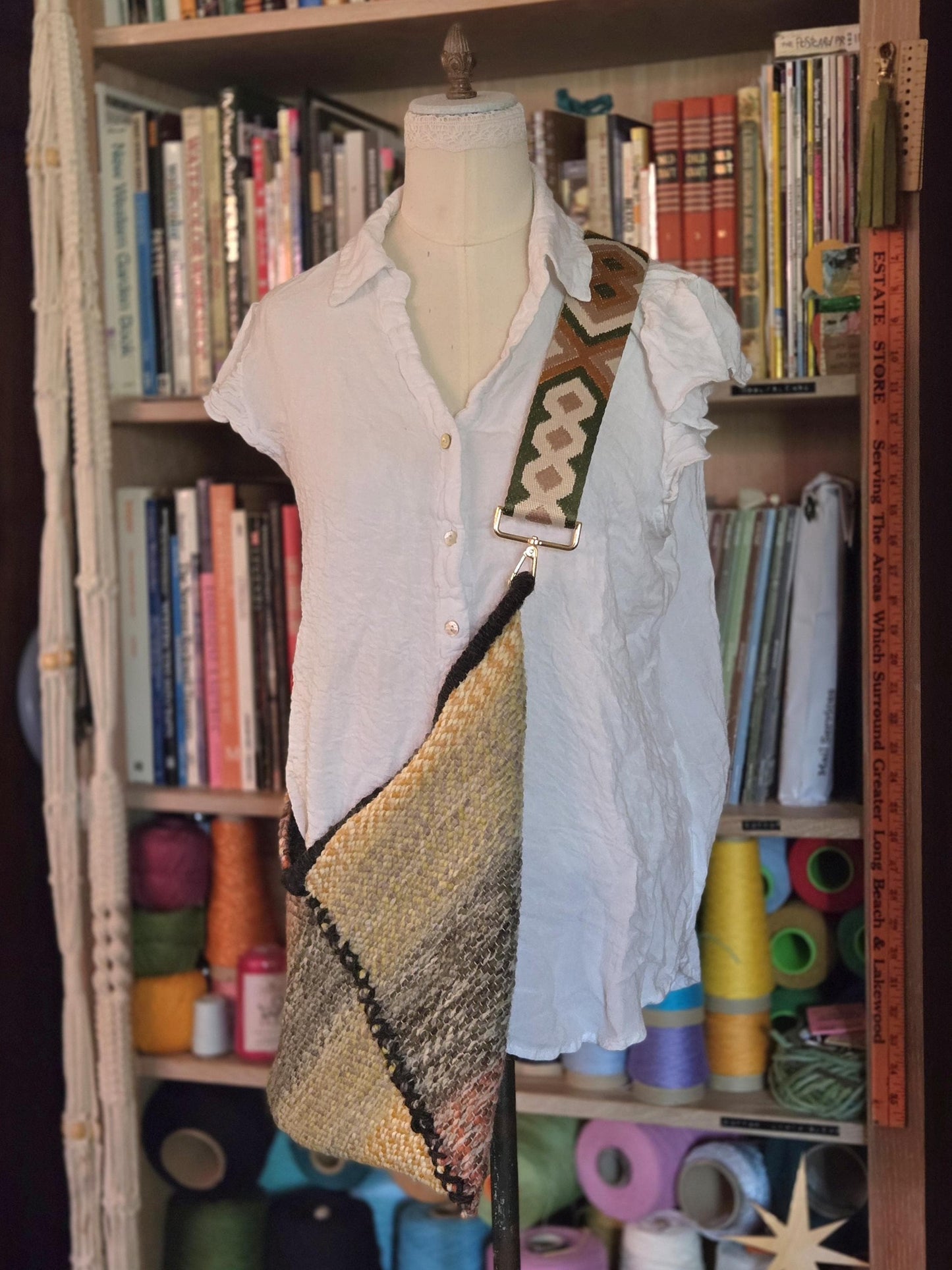 Handwoven Crossbody Bag, purse, handbag, handwoven, handspun yarn, one of a kind