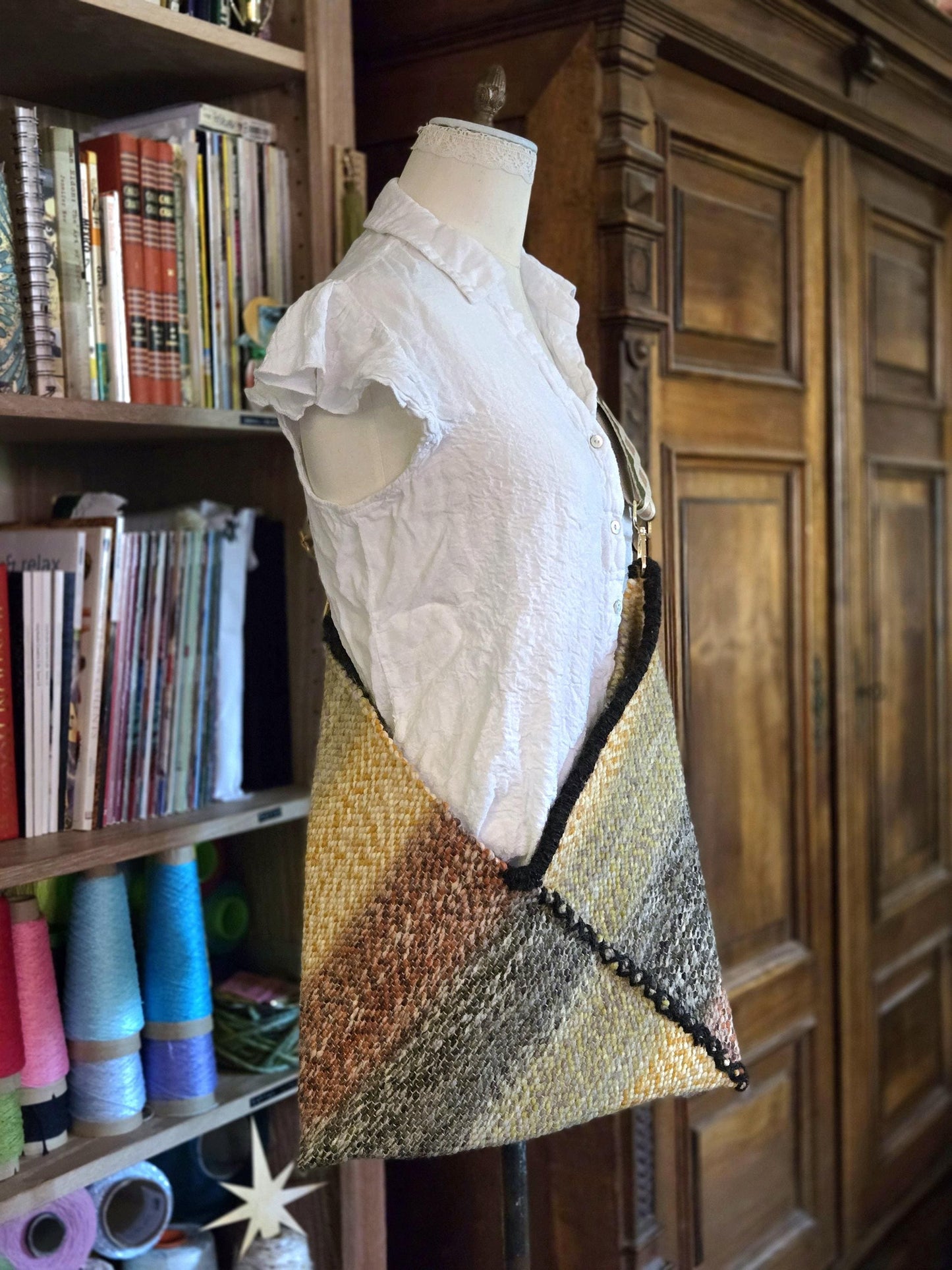 Handwoven Crossbody Bag, purse, handbag, handwoven, handspun yarn, one of a kind