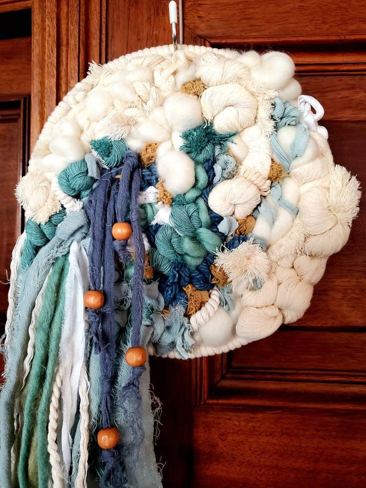 GOOD COMPANY ; weaving, Wall tapestry, round weave, cotton string, boho, bohemian, decor