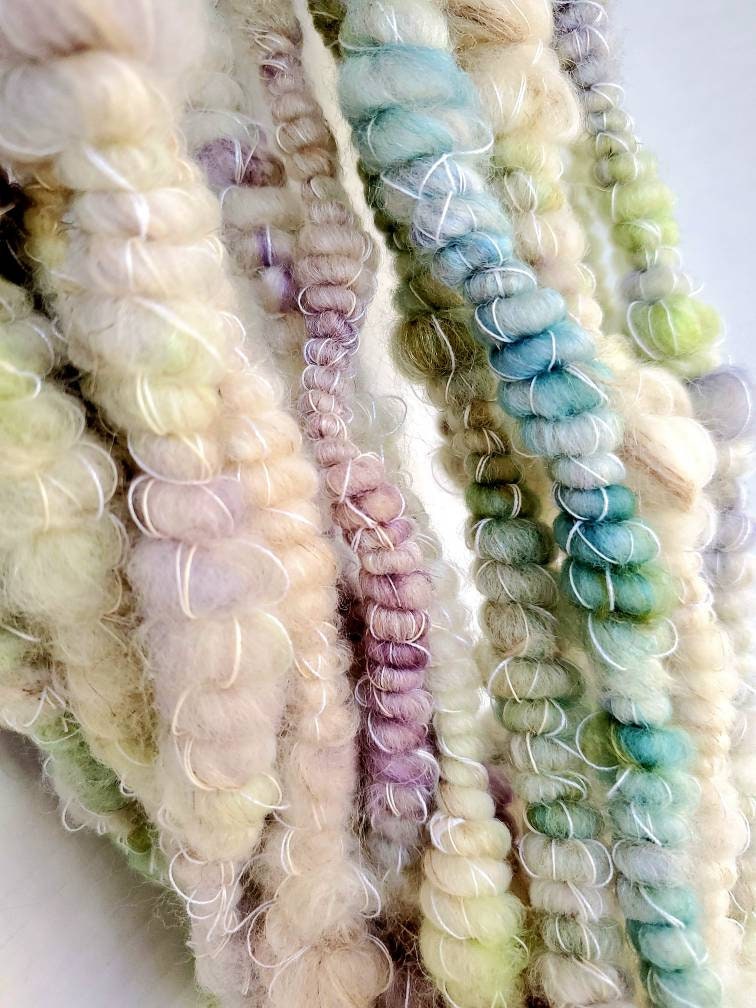 MARGARITAS 3.5yrds, Handspun Art Yarn, Weaving and Fiber Arts, Scrap Yarn, Yarn