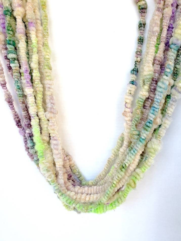 MARGARITAS 3.5yrds, Handspun Art Yarn, Weaving and Fiber Arts, Scrap Yarn, Yarn