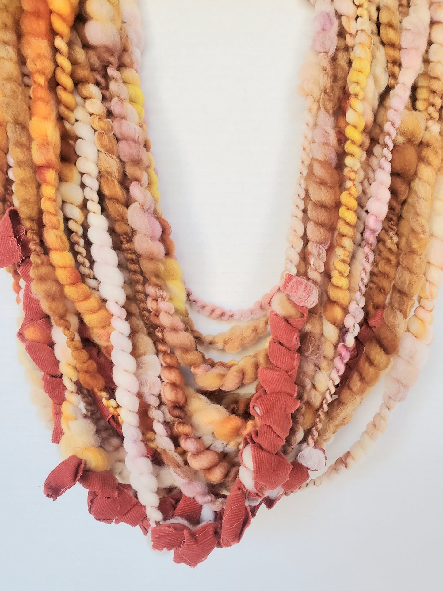 AMBER 5yrds, Handspun Art Yarn, Weaving and Fiber Arts, Scrap Yarn, Yarn