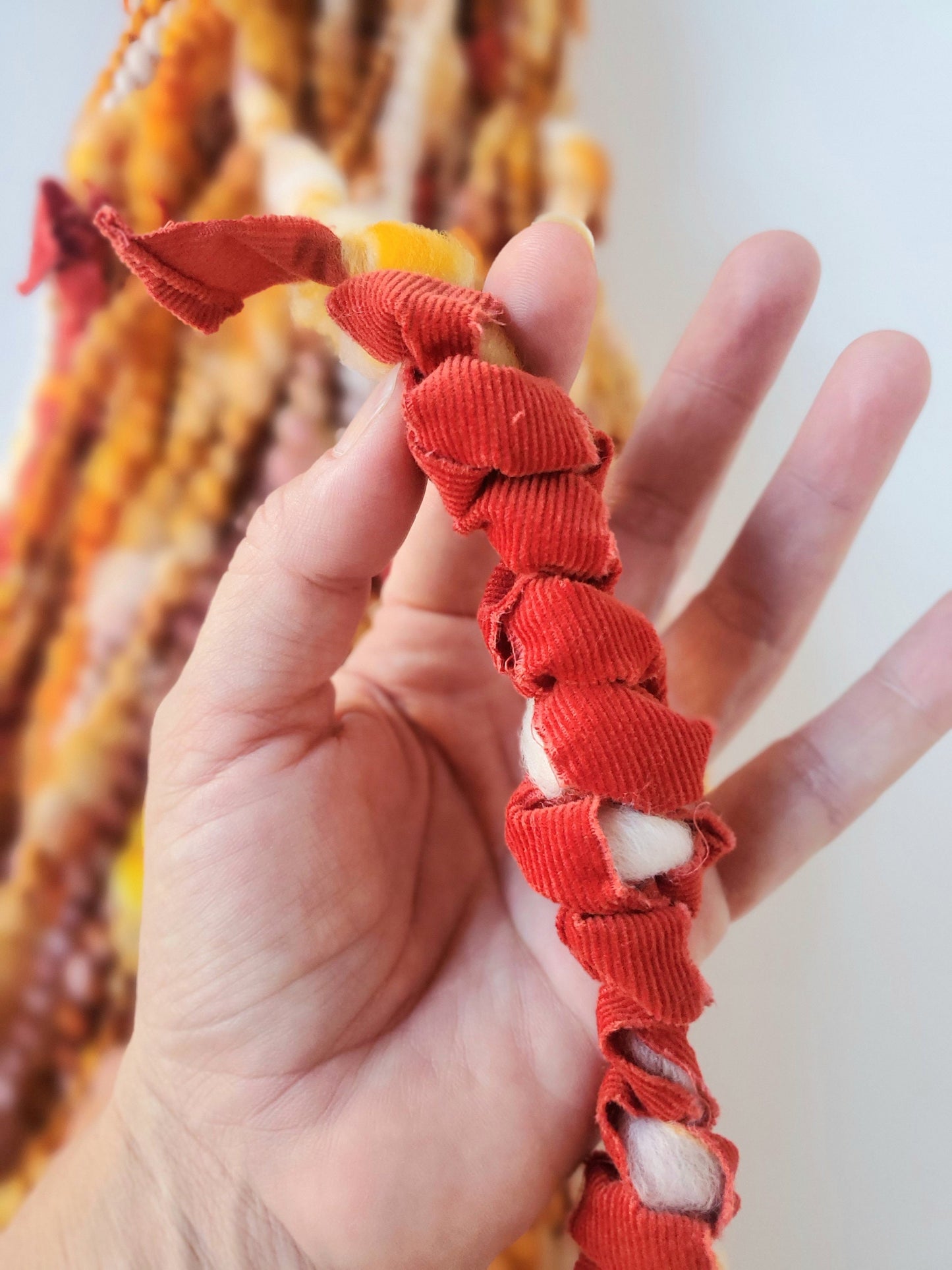 AMBER 5yrds, Handspun Art Yarn, Weaving and Fiber Arts, Scrap Yarn, Yarn