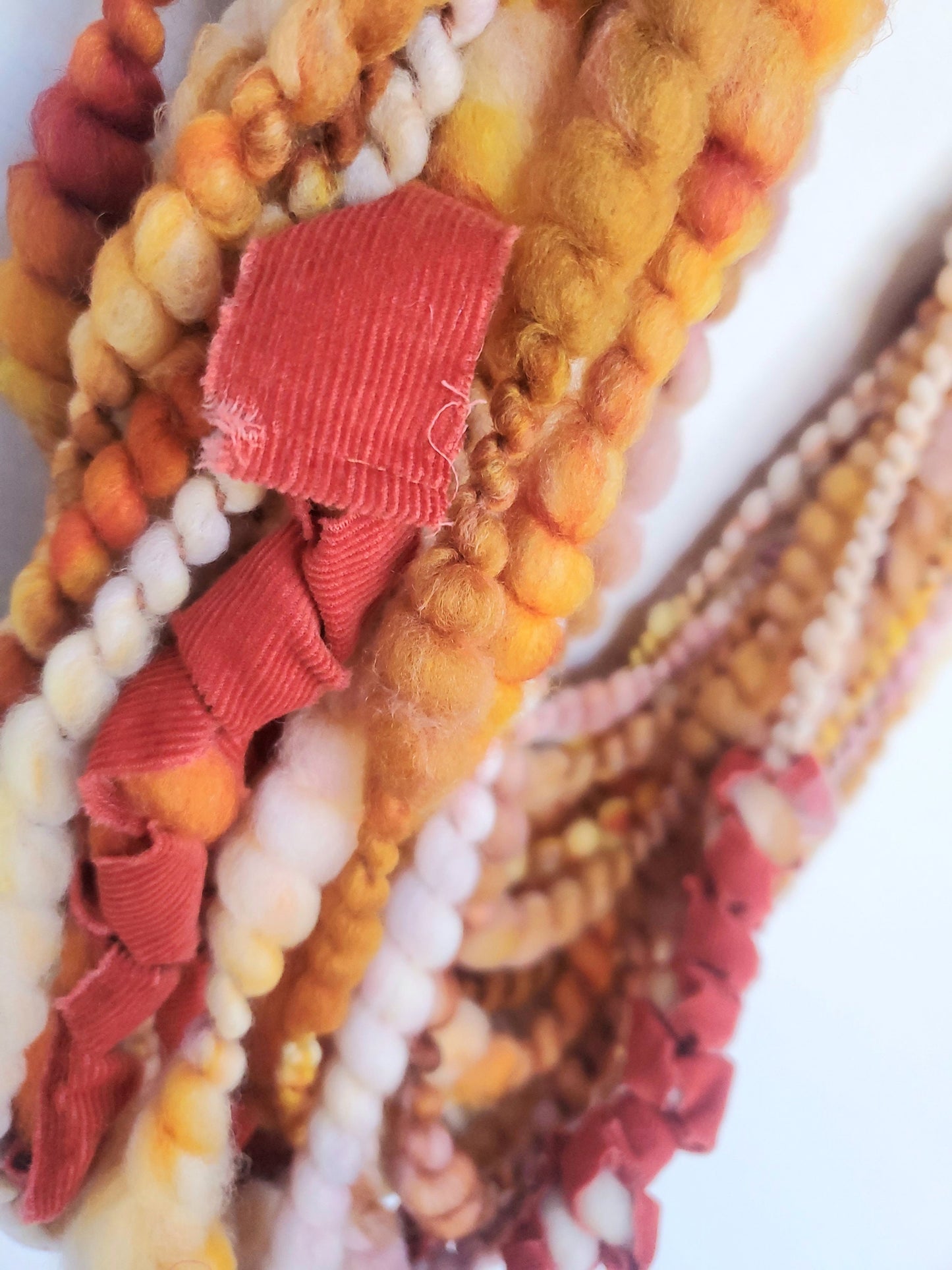 AMBER 5yrds, Handspun Art Yarn, Weaving and Fiber Arts, Scrap Yarn, Yarn