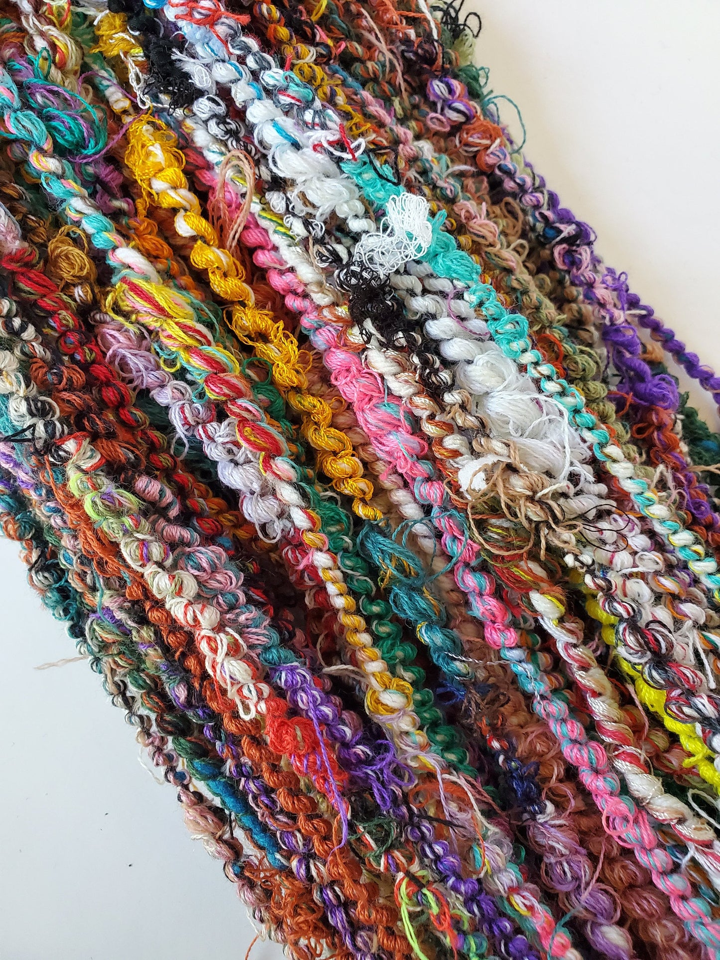 FLOSSY 10yrds, Handspun Art Yarn, Weaving and Fiber Arts, Scrap Yarn, Yarn