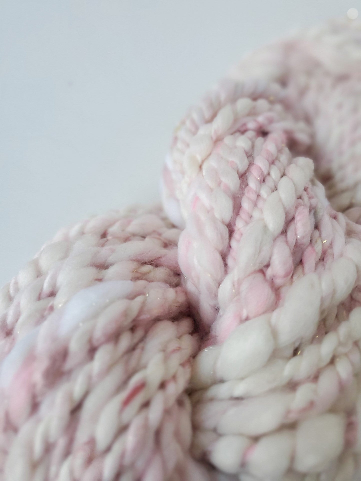 PINK PEPPERMINT 8yrds, Handspun Art Yarn, Weaving and Fiber Arts, Scrap Yarn, Yarn