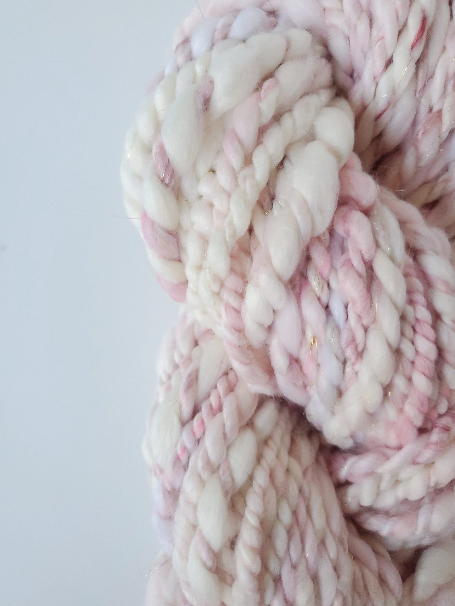PINK PEPPERMINT 8yrds, Handspun Art Yarn, Weaving and Fiber Arts, Scrap Yarn, Yarn