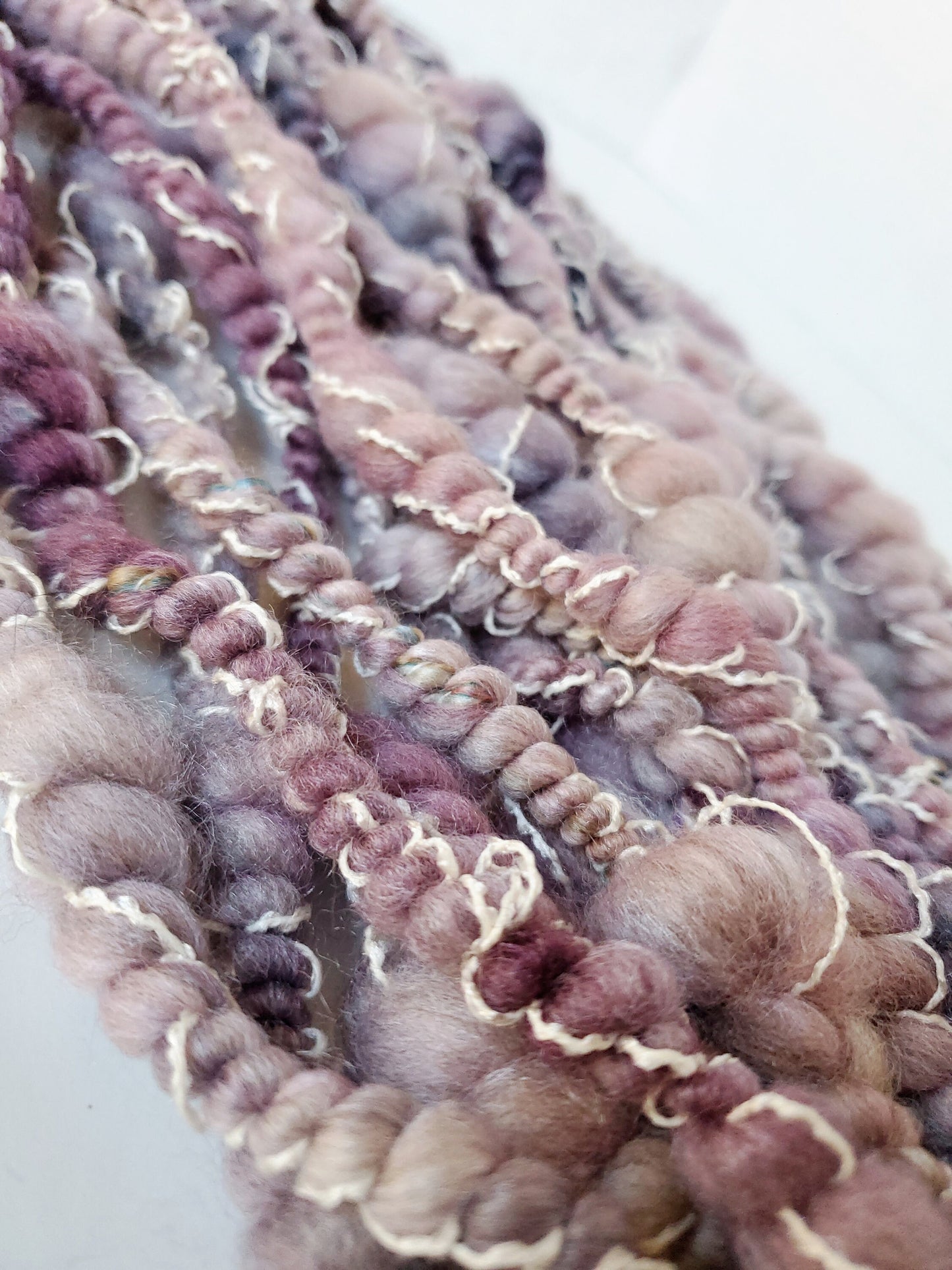 AMETHYST 4.5yrds, Handspun Art Yarn, Weaving and Fiber Arts, Scrap Yarn, Yarn