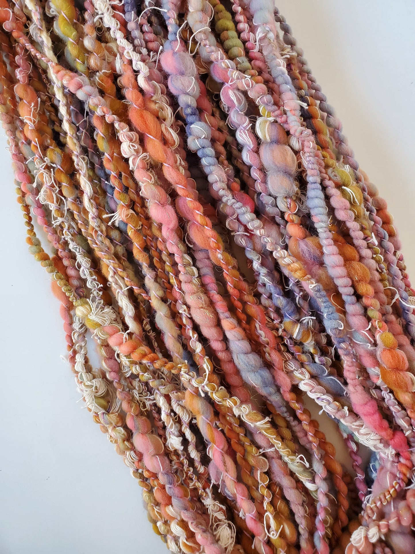 PLUMBIS 10yrds, Handspun Art Yarn, Weaving and Fiber Arts, Scrap Yarn, Yarn