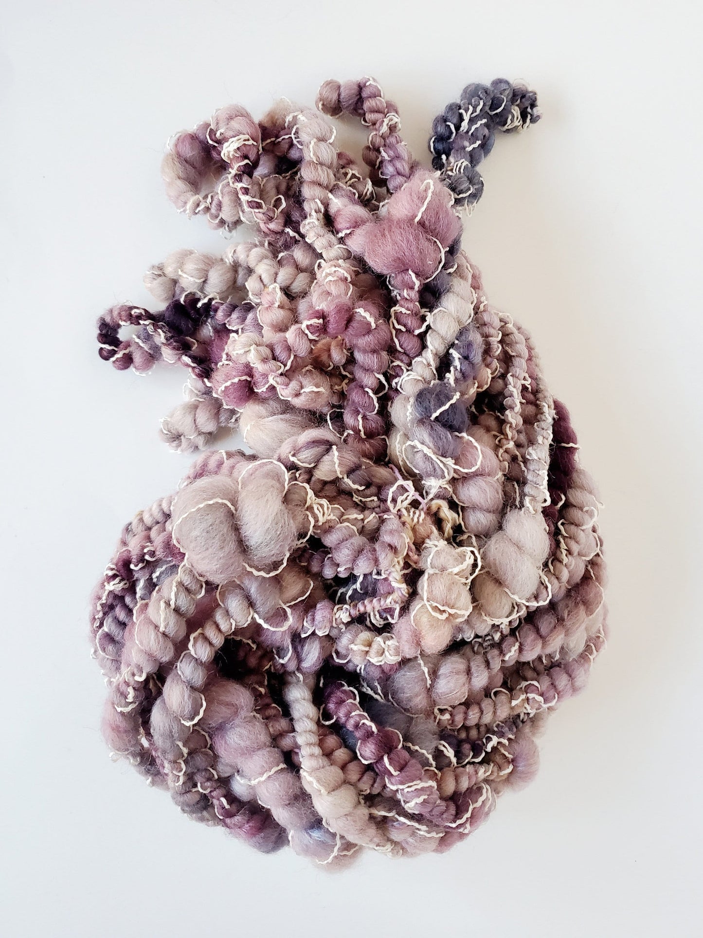 AMETHYST 4.5yrds, Handspun Art Yarn, Weaving and Fiber Arts, Scrap Yarn, Yarn