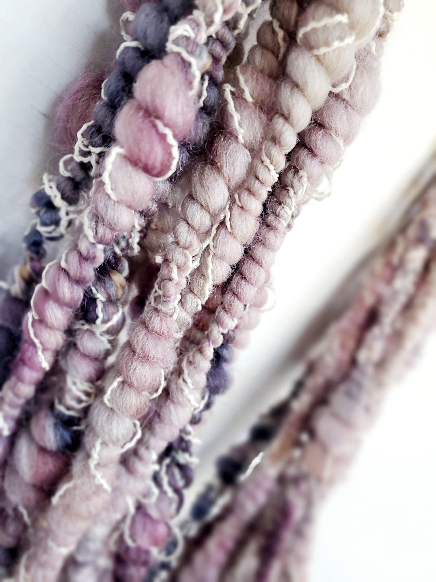 AMETHYST 4.5yrds, Handspun Art Yarn, Weaving and Fiber Arts, Scrap Yarn, Yarn