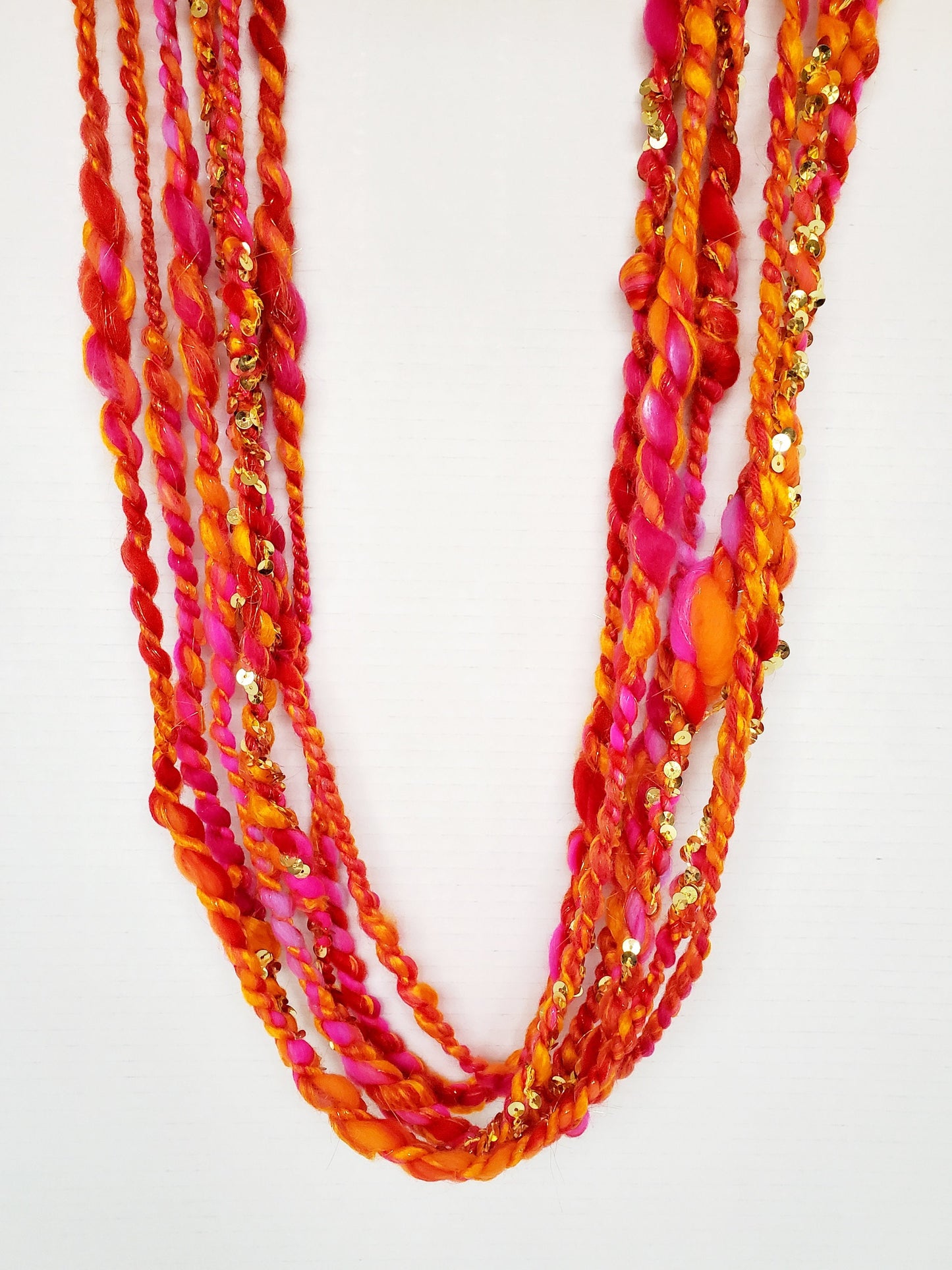 HOT PEPPER 9yrds, Handspun Art Yarn, Weaving and Fiber Arts, Scrap Yarn, Yarn