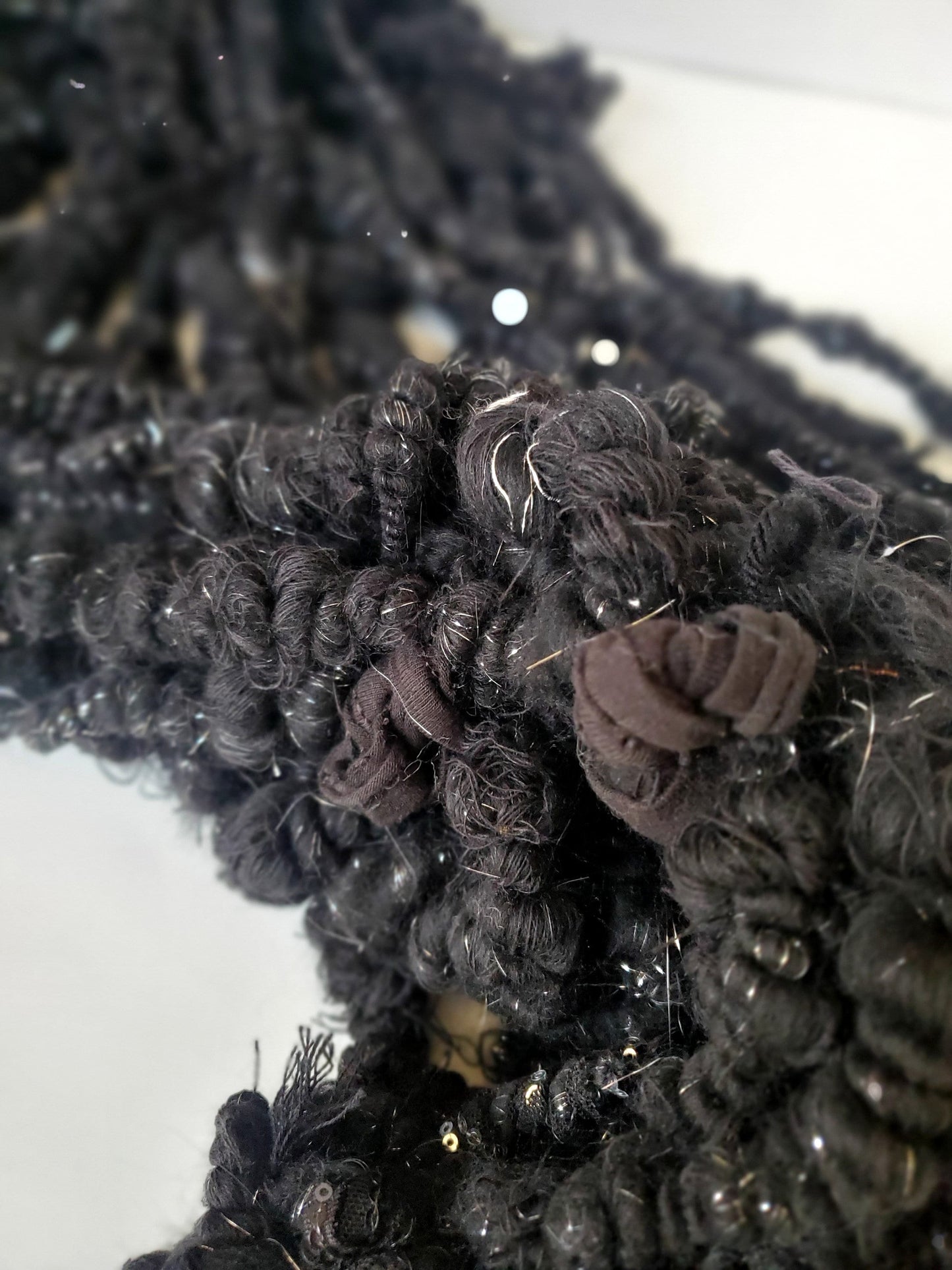 STARRY NIGHT 4yrds, Handspun Art Yarn, Weaving and Fiber Arts, Scrap Yarn, Yarn