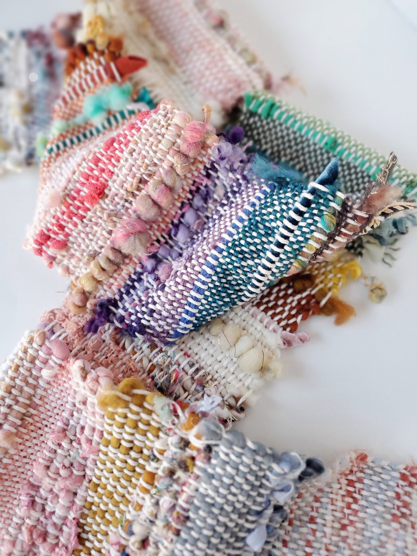 HANDSPUN SCARF, Handspun Art Yarn, Weaving and Fiber Arts, Scrap Yarn, Yarn, woven scarf