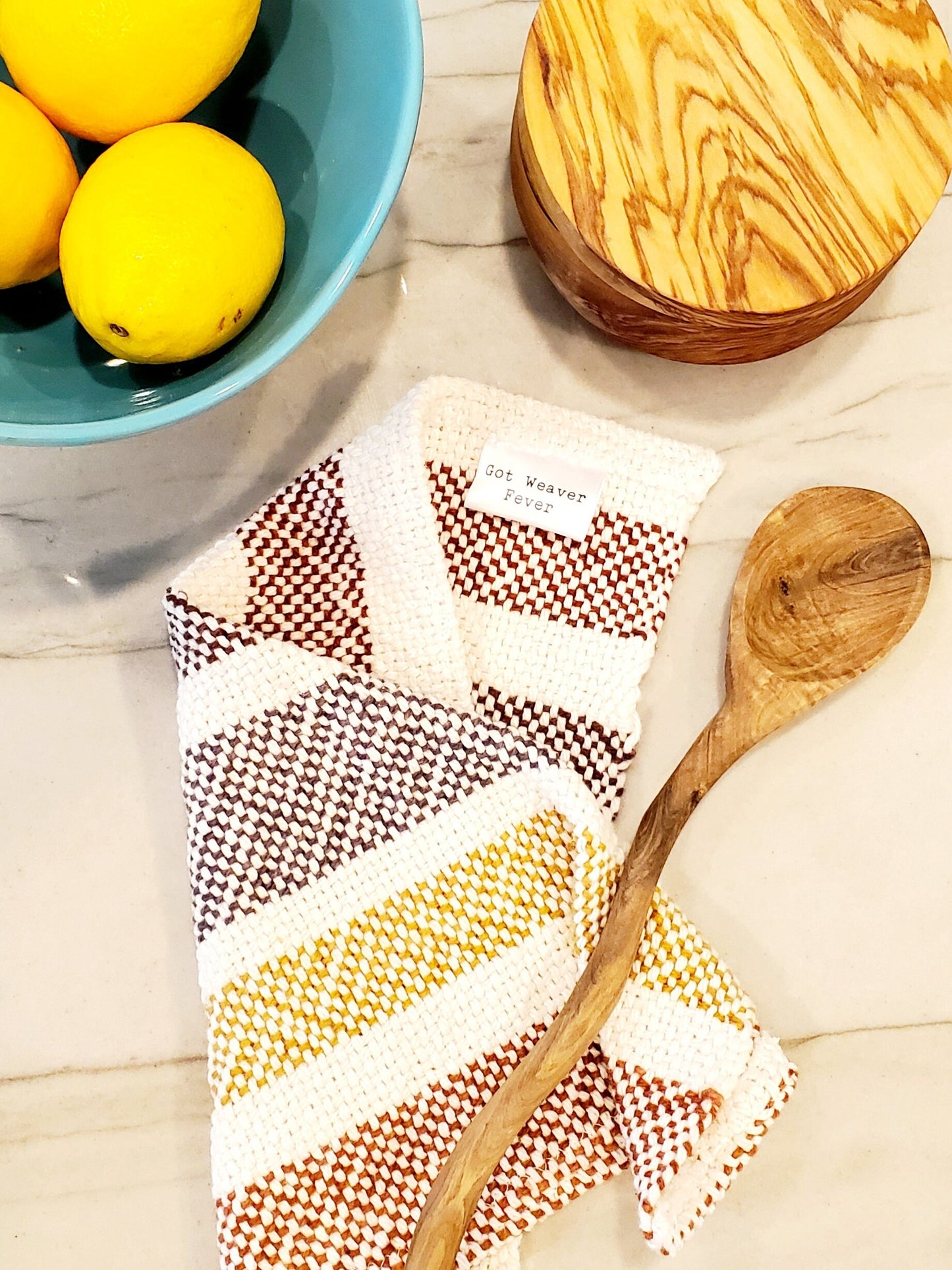 perfectly imperfect HANDWOVEN DISH TOWEL, Handspun Art Yarn, Weaving and Fiber Arts, Scrap Yarn, Yarn, woven towel rag