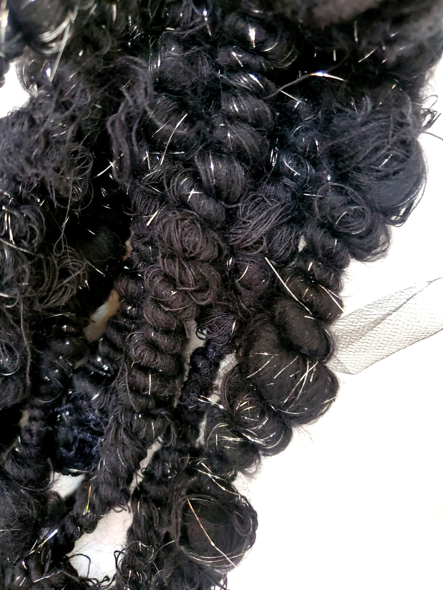 STARRY NIGHT 4yrds, Handspun Art Yarn, Weaving and Fiber Arts, Scrap Yarn, Yarn
