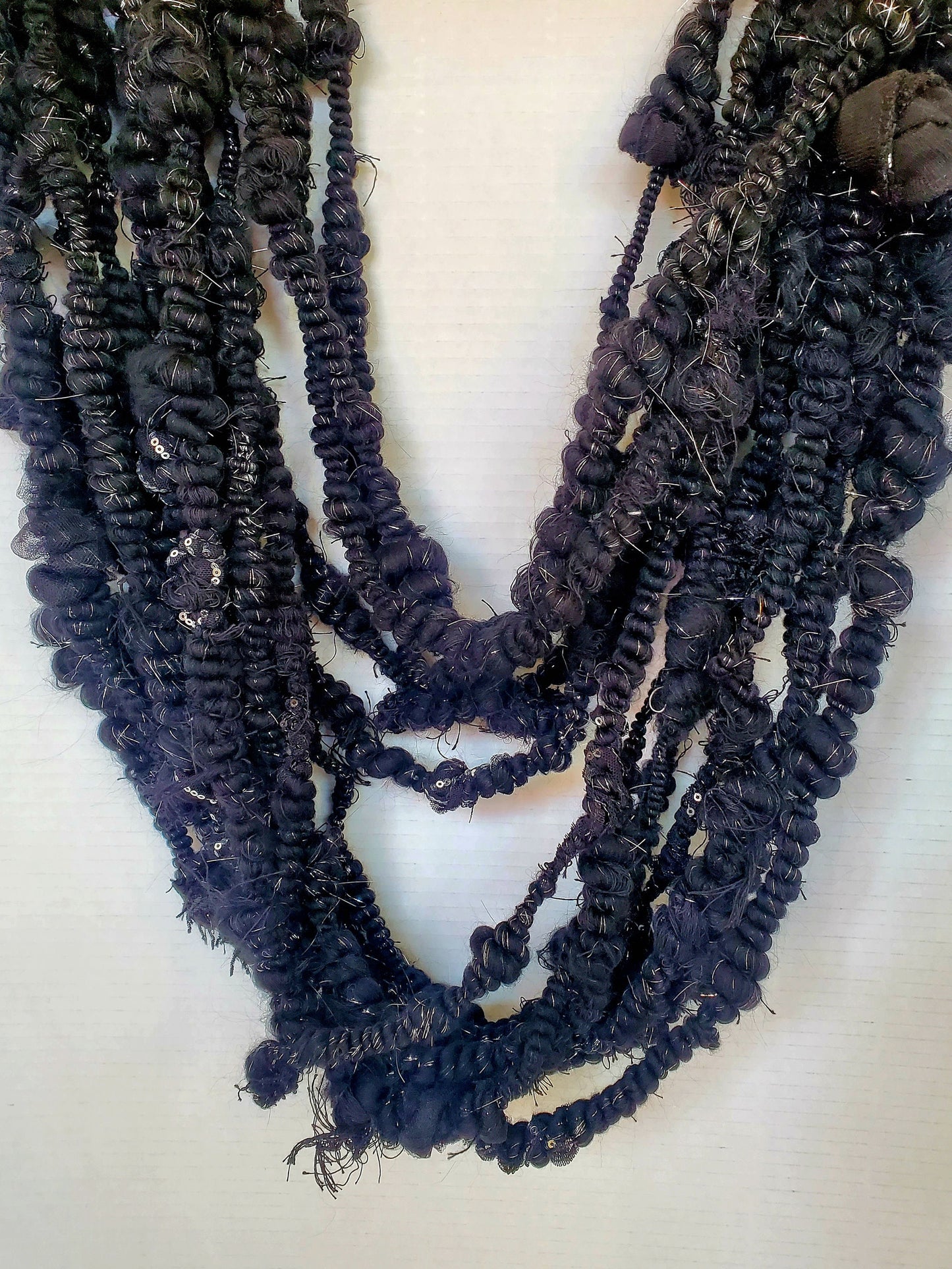 STARRY NIGHT 4yrds, Handspun Art Yarn, Weaving and Fiber Arts, Scrap Yarn, Yarn