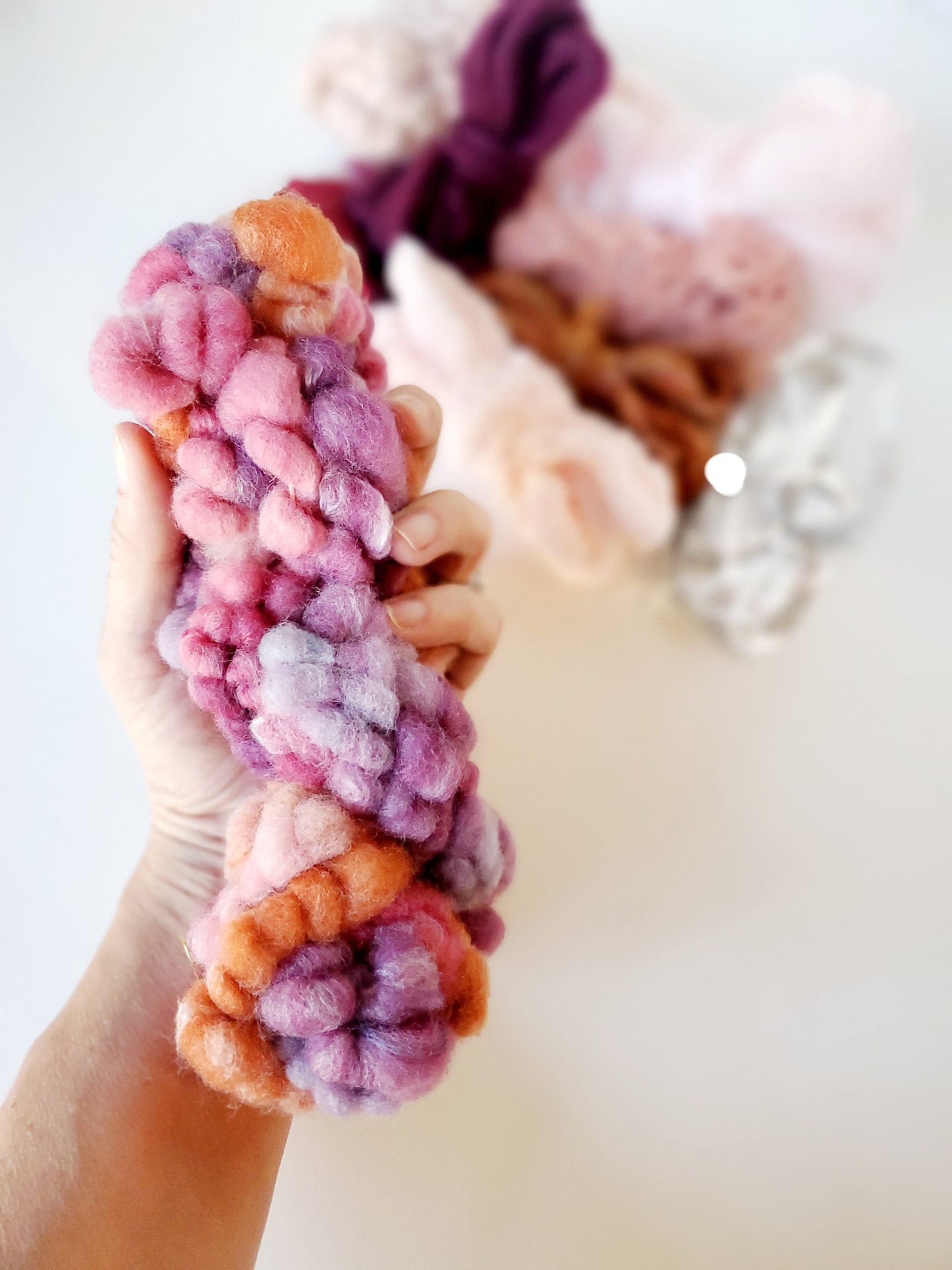 SUNSET (de) STASH BOX, Handspun Art Yarn, Weaving and Fiber Arts, Scrap Yarn, Yarn