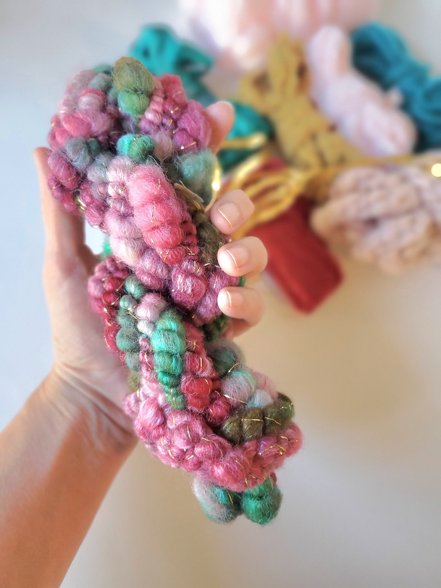 MISTLETOE (de) STASH bOX, Handspun Art Yarn, Weaving and Fiber Arts, Scrap Yarn, Yarn