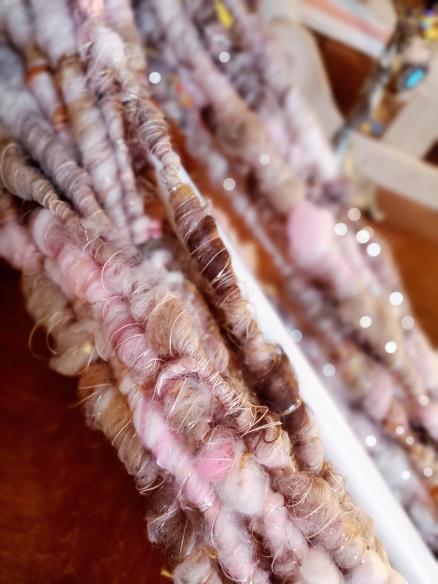BOHO BAE SINGLE 3.5yrds, Handspun Art Yarn, Weaving and Fiber Arts, Scrap Yarn, Yarn