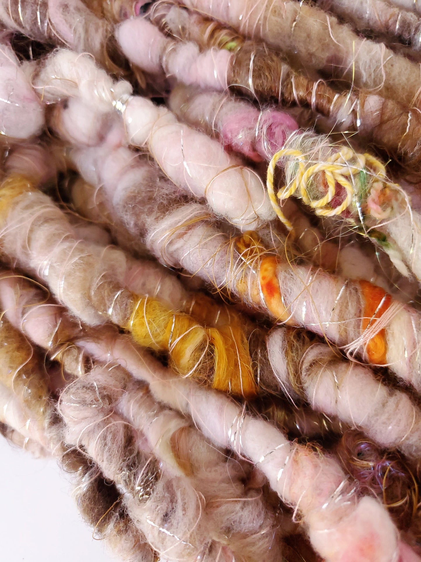 BOHO BAE SINGLE 3.5yrds, Handspun Art Yarn, Weaving and Fiber Arts, Scrap Yarn, Yarn