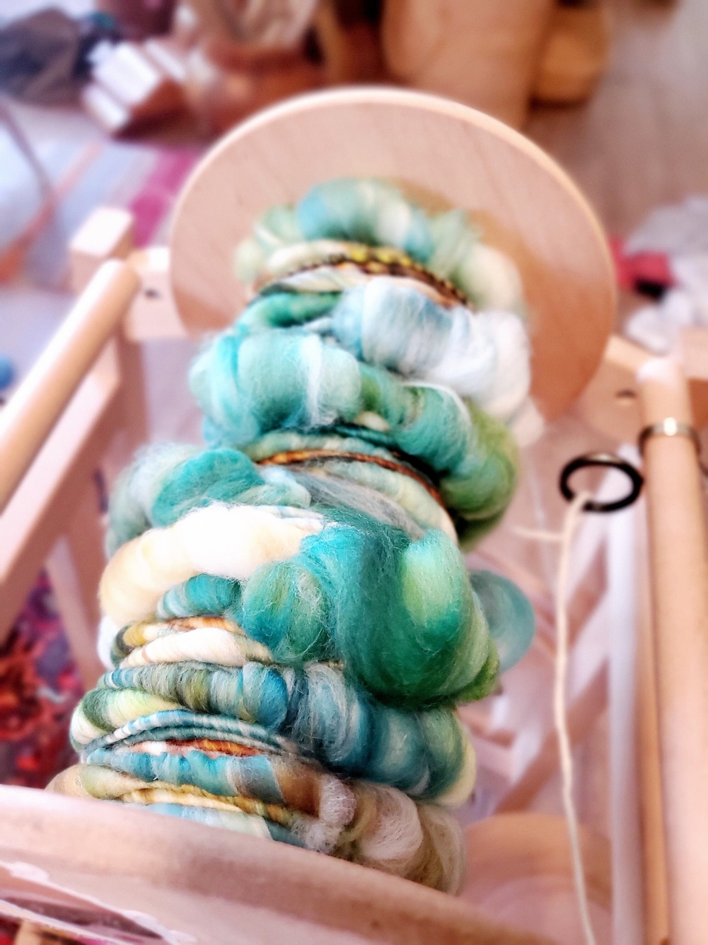 BEACH TIME 4yrds, Handspun Art Yarn, Weaving and Fiber Arts, Scrap Yarn, Yarn