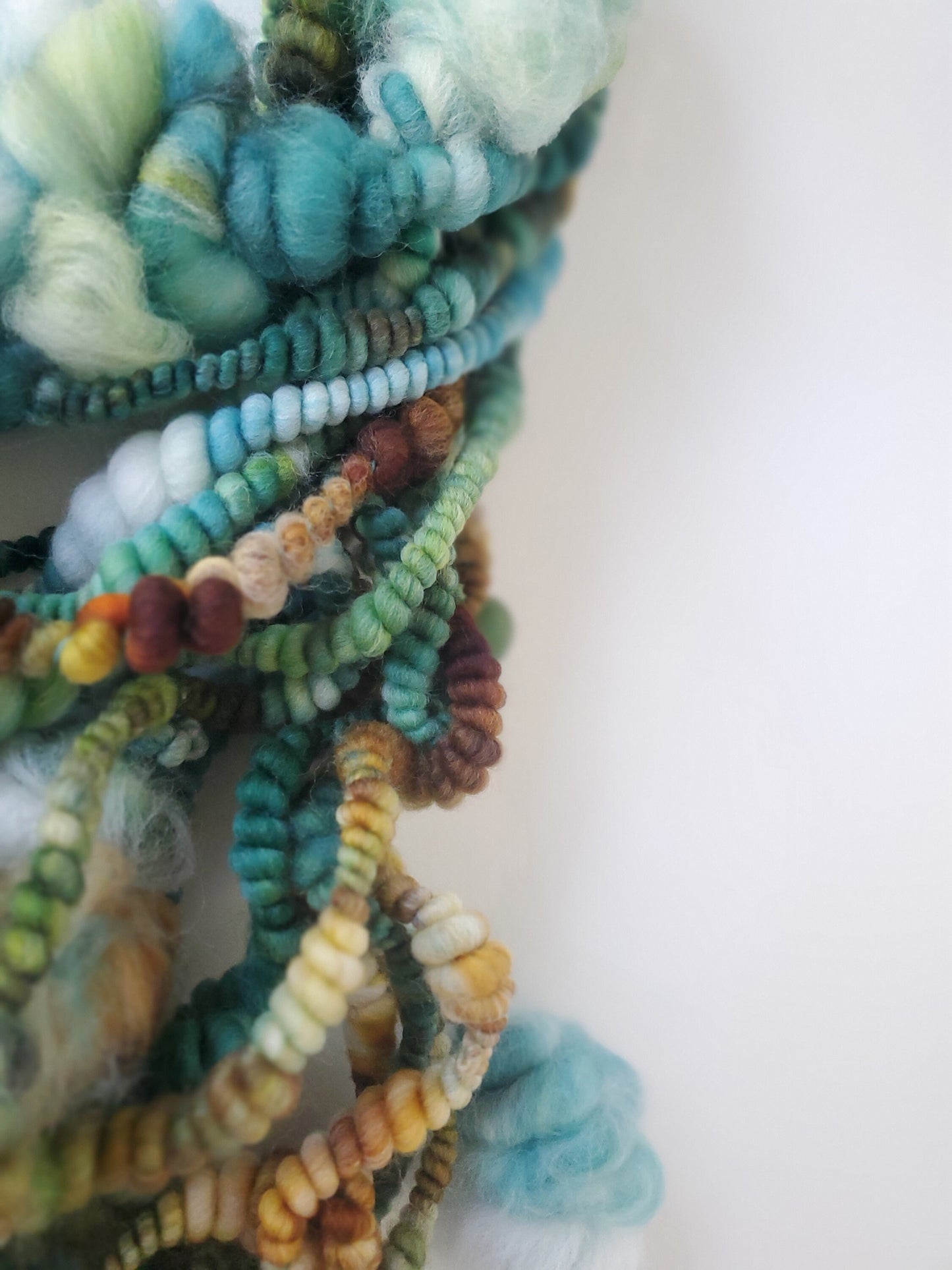 BEACH TIME 4yrds, Handspun Art Yarn, Weaving and Fiber Arts, Scrap Yarn, Yarn