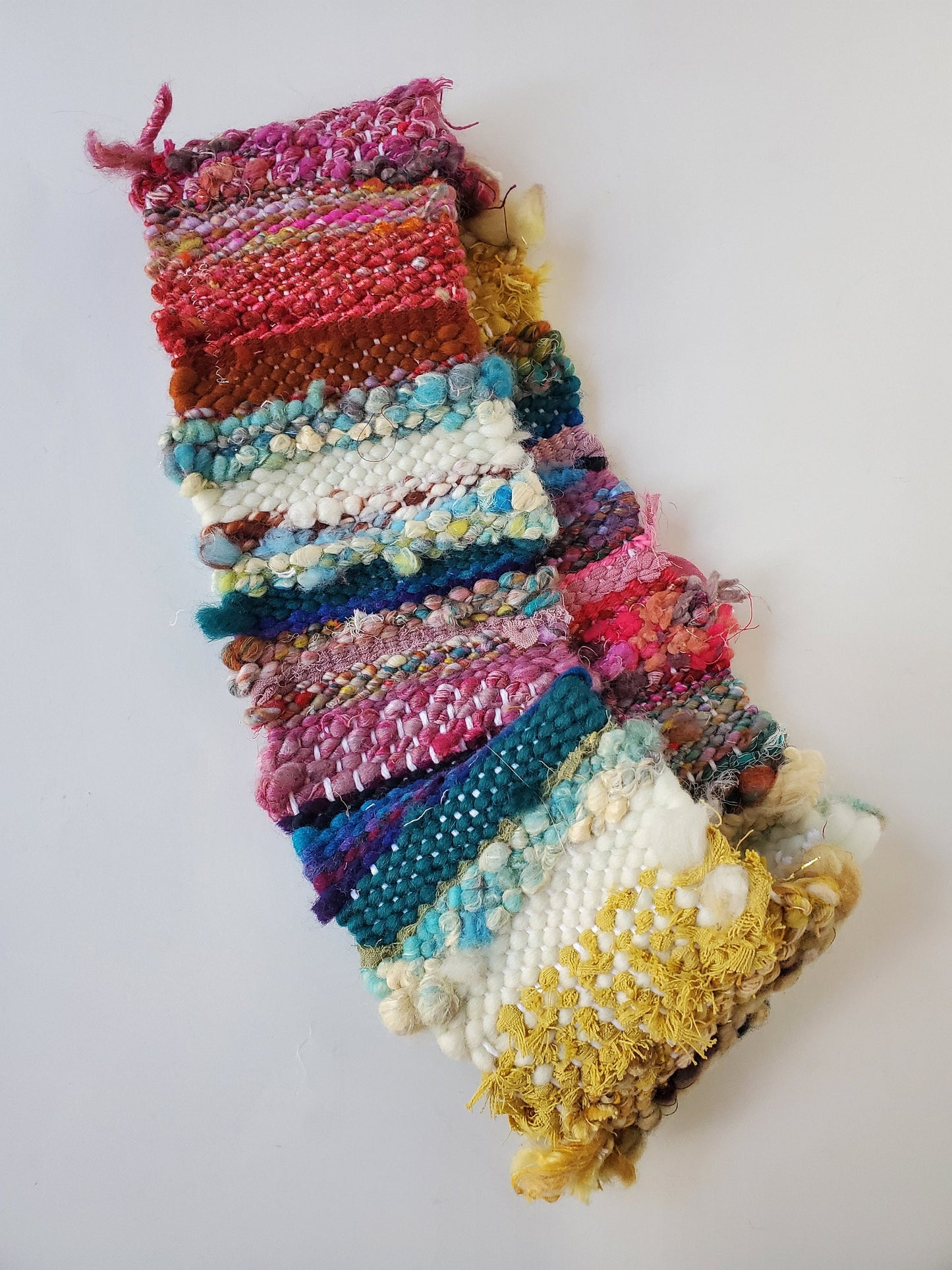 INFINITY SCARF 3, Handspun Art Yarn, Weaving and Fiber Arts, Scrap Yarn, Yarn, woven scarf