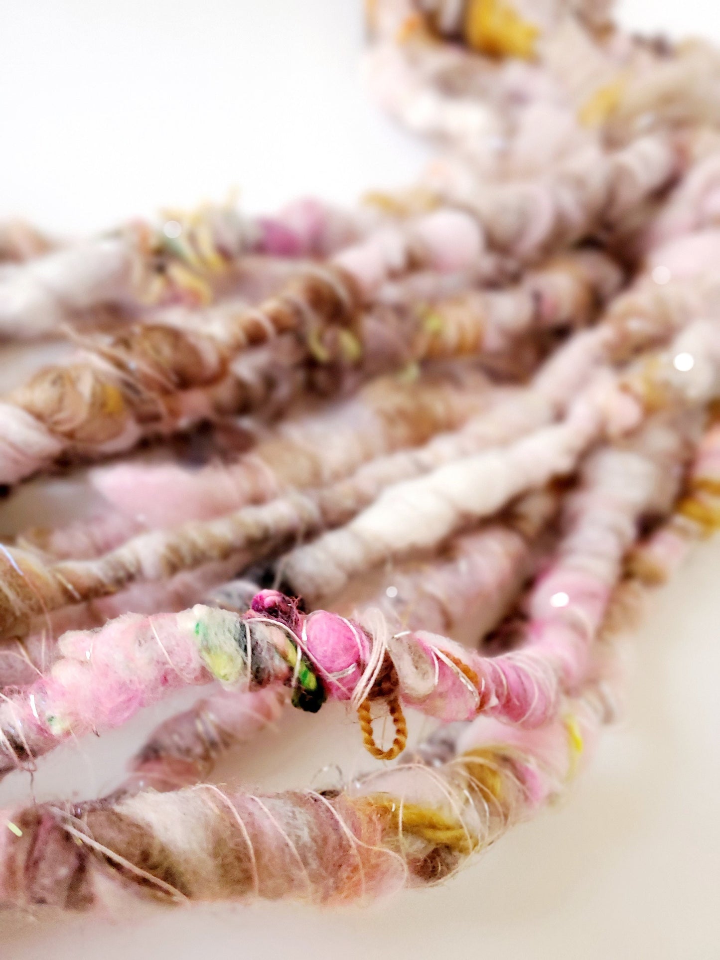 BOHO BAE SINGLE 3.5yrds, Handspun Art Yarn, Weaving and Fiber Arts, Scrap Yarn, Yarn