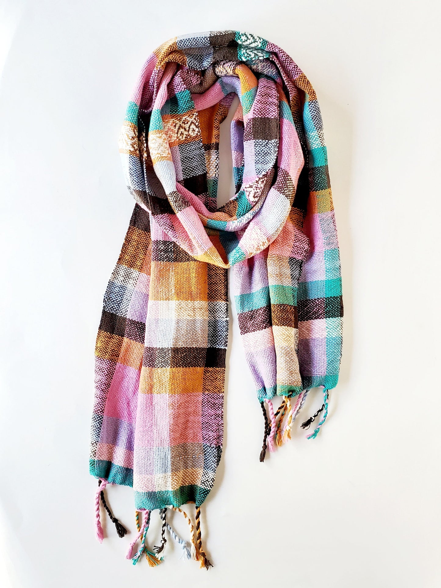 HANDWOVEN SCARF, Weaving and Fiber Arts, Yarn, woven scarf