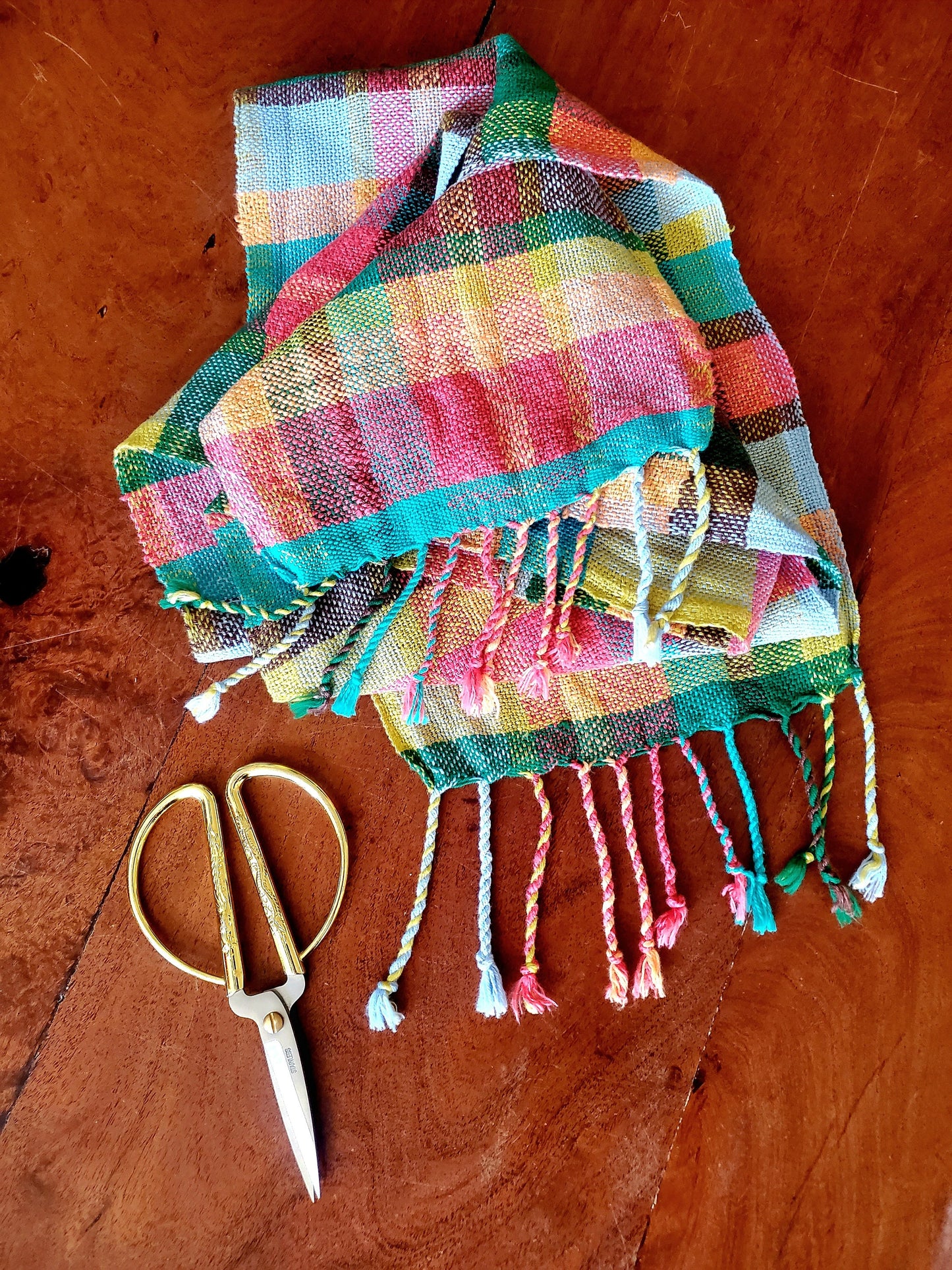 HANDWOVEN SCARF, Weaving and Fiber Arts, Yarn, woven scarf