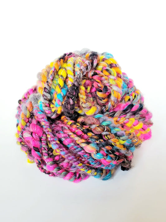 COLOR SPIN 2.0 5yrds, Handspun Art Yarn, Weaving and Fiber Arts, Scrap Yarn, Yarn