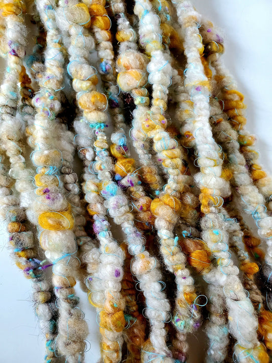 FLOCK 4yrds, Handspun Art Yarn, Weaving and Fiber Arts, Scrap Yarn, Yarn