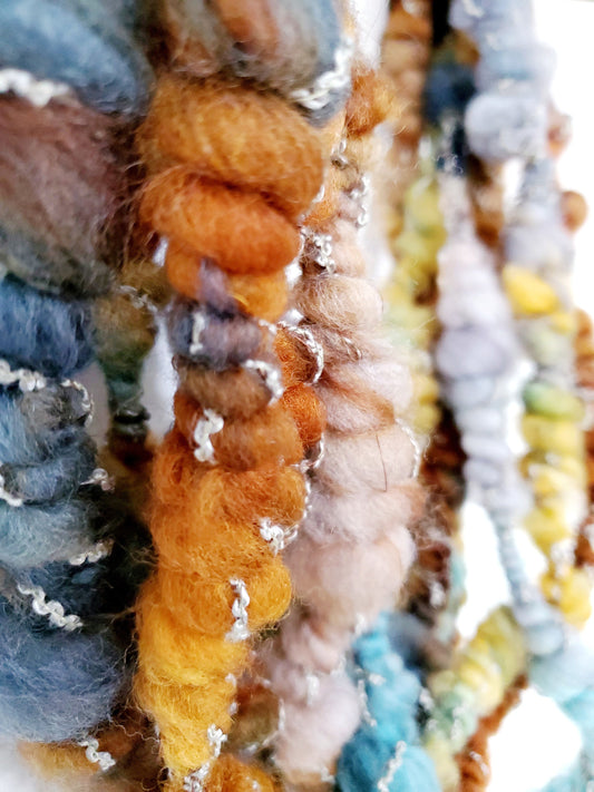 LONELY SHORE 3yrds, Handspun Art Yarn, Weaving and Fiber Arts, Scrap Yarn, Yarn