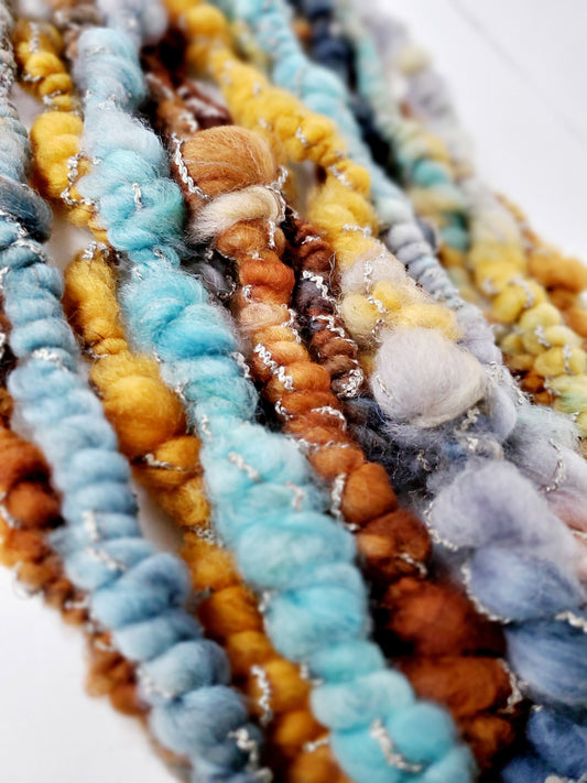 LONELY SHORE 3yrds, Handspun Art Yarn, Weaving and Fiber Arts, Scrap Yarn, Yarn