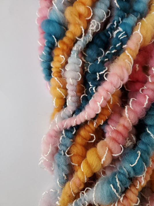 PROSPER 3.5yrds, Handspun Art Yarn, Weaving and Fiber Arts, Scrap Yarn, Yarn