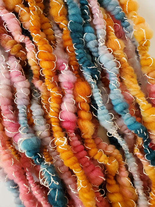 PROSPER 3.5yrds, Handspun Art Yarn, Weaving and Fiber Arts, Scrap Yarn, Yarn