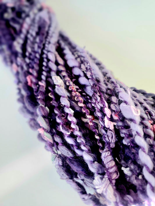 PURPLE NURPLE 8yrds, Handspun Art Yarn, Weaving and Fiber Arts, Scrap Yarn, Yarn