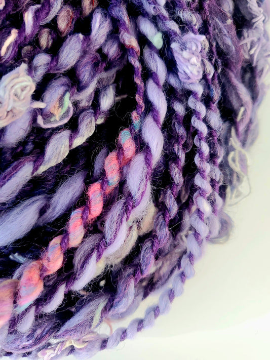 PURPLE NURPLE 8yrds, Handspun Art Yarn, Weaving and Fiber Arts, Scrap Yarn, Yarn