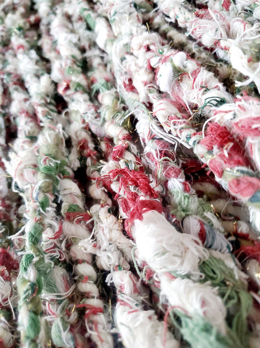 UGLY CHRISTMAS SWEATER 4yrds, Handspun Art Yarn, Weaving and Fiber Arts, Scrap Yarn, Yarn