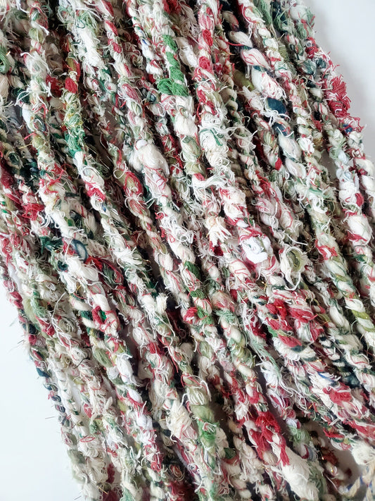 UGLY CHRISTMAS SWEATER 4yrds, Handspun Art Yarn, Weaving and Fiber Arts, Scrap Yarn, Yarn