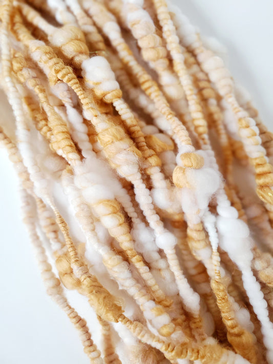 BUTTERSCOTCH 4yrds, Handspun Art Yarn, Weaving and Fiber Arts, Scrap Yarn, Yarn