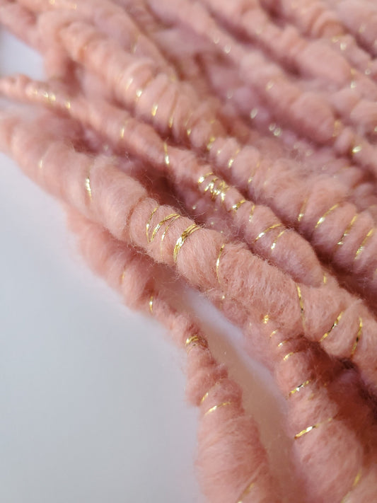 ROMANTIC 5.5yrds, Handspun Art Yarn, Weaving and Fiber Arts, Scrap Yarn, Yarn
