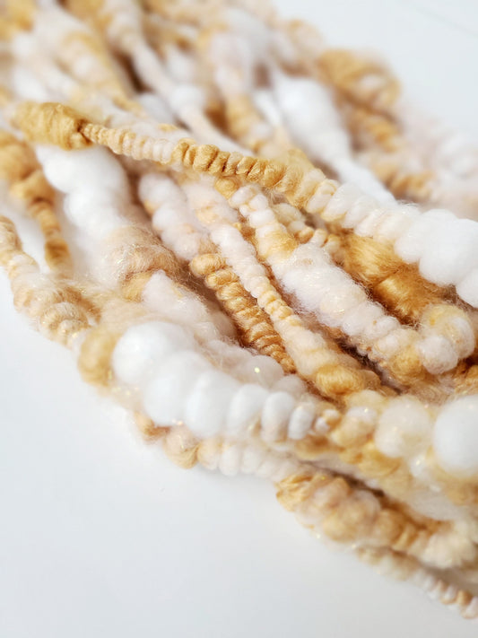BUTTERSCOTCH 4yrds, Handspun Art Yarn, Weaving and Fiber Arts, Scrap Yarn, Yarn