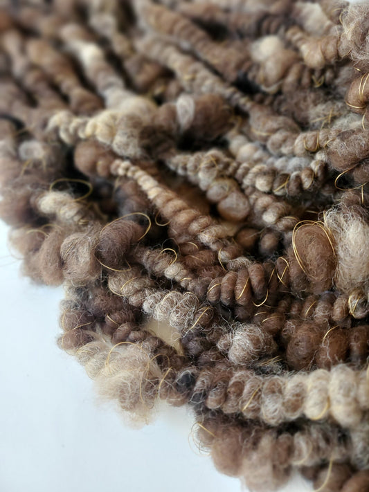 BURNT 4yrds, Handspun Art Yarn, Weaving and Fiber Arts, Scrap Yarn, Yarn