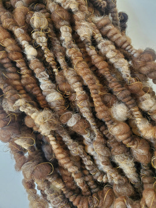BURNT 4yrds, Handspun Art Yarn, Weaving and Fiber Arts, Scrap Yarn, Yarn
