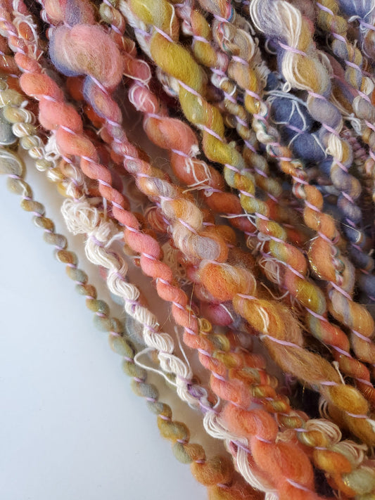 PLUMBIS 10yrds, Handspun Art Yarn, Weaving and Fiber Arts, Scrap Yarn, Yarn