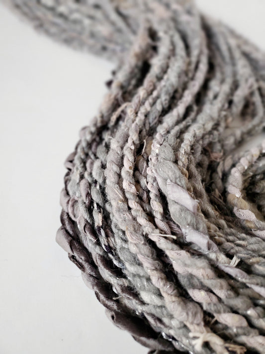 STEEL WOOL SCRAP Handspun Yarn 5yrds, Handspun Art Yarn, Weaving and Fiber Arts, Scrap Yarn, Yarn