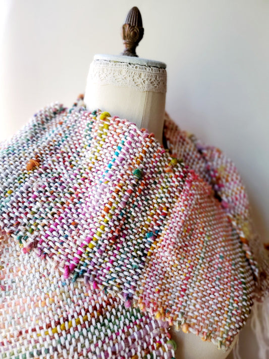 HANDSPUN SCARF, Handspun Art Yarn, Weaving and Fiber Arts, Scrap Yarn, Yarn, woven scarf