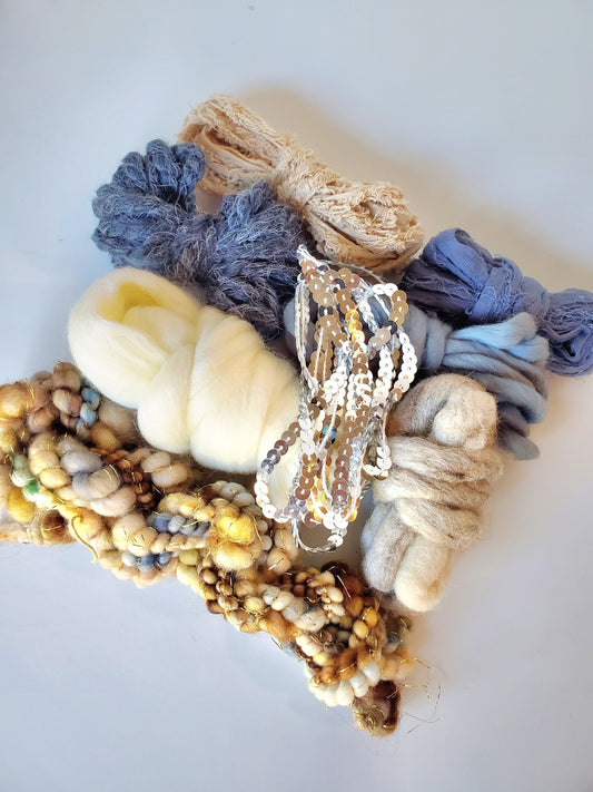 TESS #1 (de) STASH bOX, Handspun Art Yarn, Weaving and Fiber Arts, Scrap Yarn, Yarn